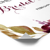 Green Blush Burgundy Brautparty Willkommen Poster (Ecke)