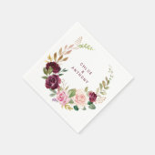Green Blush Burgundy Floral Wedding Napkin Serviette (Ecke)