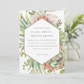 GREEN BLUSH DESERT ERFOLGREICHE CACTI FOLIAGE WEDD EINLADUNG (Stehend Vorderseite)