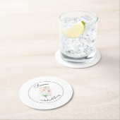 Green Blush Peach Orchid Flowers Wedding Runder Pappuntersetzer (Vor Ort)