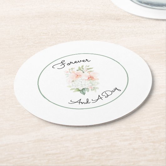 Green Blush Peach Orchid Flowers Wedding Runder Pappuntersetzer (Angewinkelt)