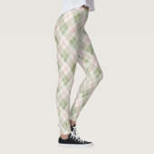 Green Blush Pink Plaid Stripes Leggings (Rechts)