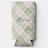 Green Blush Pink Plaid Stripes Selters Dosenkühler (Vorderseite)