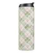 Green Blush Pink Plaid Stripes Thermosbecher (Nach links gedreht)