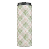 Green Blush Pink Plaid Stripes Thermosbecher (Rückseite)