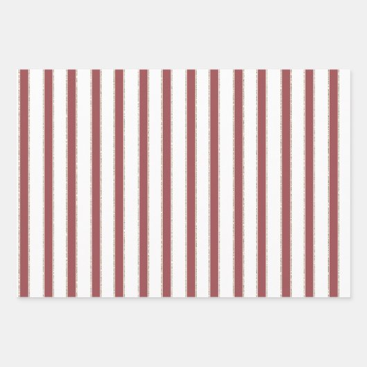 Green Blush Pink Red White Gold Stripes Christmas Geschenkpapier Set (Vorderseite)