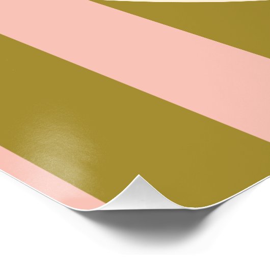 Green Blush Pink Striped Wedding Guestbook Sign Poster (Ecke)