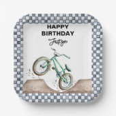 Green BMX Dirt bike birthday Pappteller (Vorderseite)