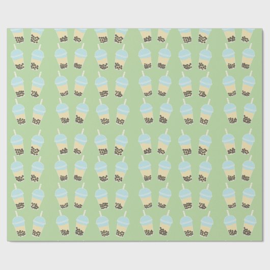 Green BobaTea Geschenkpapier (Flach)