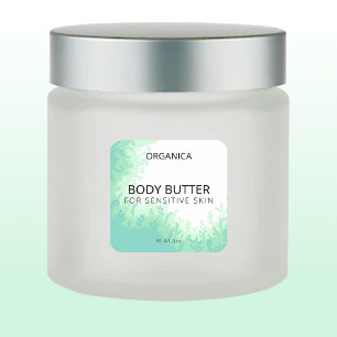 Green Body Butter Labels für empfindliche Haut Quadratischer Aufkleber