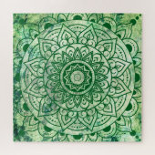 Green Bohemian Ethnic Stylish Mandala  Puzzle (Horizontal)