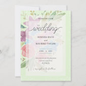 Green Boho Artistic Wildblumen Aquarellfarben Einladung (Vorderseite)