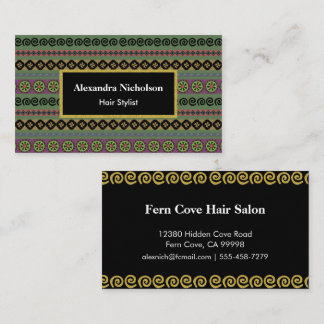 Green Boho Aztec Pattern Hipster Tribal Visitenkarte