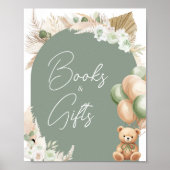 Green Boho Bären Ballon Bücher und Geschenke Poster (Vorne)