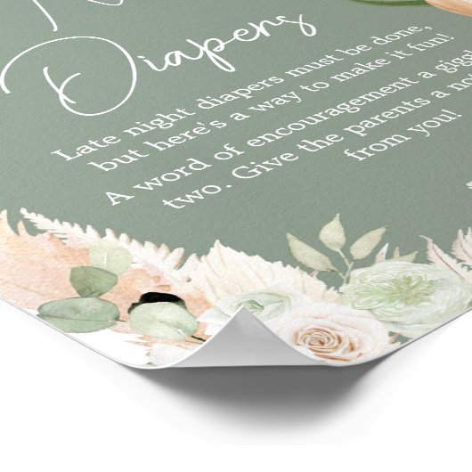 Green Boho Bärenballon Spate Night Diapers Poster (Ecke)