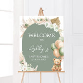 Green Boho Bear Balloon Baby Dusche Willkommen Poster
