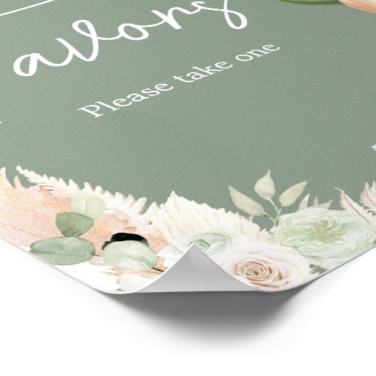 Green Boho Bear Balloon Baby Duschfavoriten Poster (Ecke)