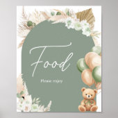 Green Boho Bear Balloon Baby Showfood Poster (Vorne)