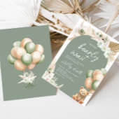 Green Boho Bear Balloon Babydusche Einladung