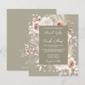 Green Boho Blumenzwiebeleinladung (Vorne/Hinten)