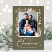 Green Boho Botanische Weihnachtskarte Karte