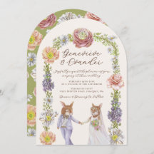 Green Boho Bunny Liebe Wasserfarben Blumenhochzeit