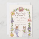 Green Boho Bunny Rabbit Liebe Wasserfarbenhochzeit Einladung (Vorderseite)