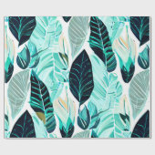Green boho Design Blattmuster Geschenkpapier (Flach)