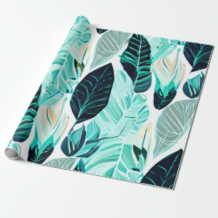 Green boho Design Blattmuster Geschenkpapier