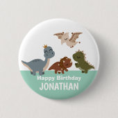 Green Boho Dinosaur Button (Vorderseite)