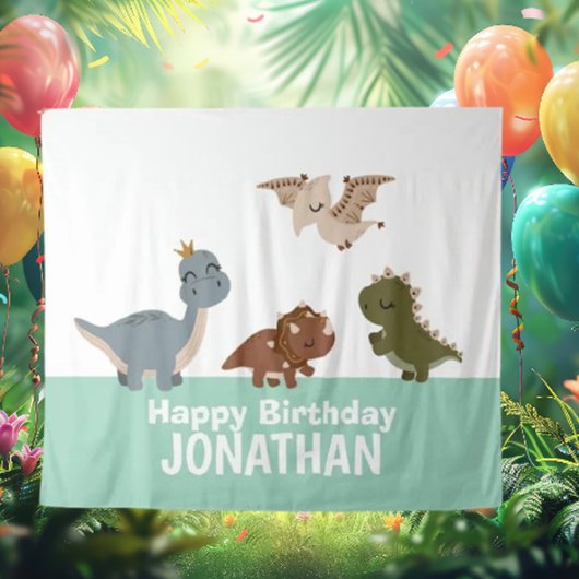 Green Boho Dinosaurier Hintergrund Wandteppich