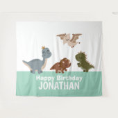 Green Boho Dinosaurier Hintergrund Wandteppich (Vorderseite (Horizontal))