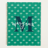 Green Boho Floral Personalisiert Monogramm Name Planer (Vorderseite)
