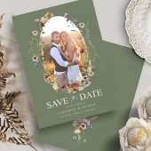Green Boho Floral Save the Date