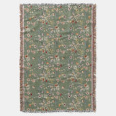 Green Boho Floral Throw Blanket Decke (Vorderseite Vertikal)