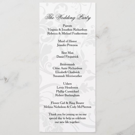 Green Boho Floral Wreath Wedding Programm (Rückseite)