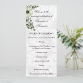 Green Boho Floral Wreath Wedding Programm (Stehend Vorderseite)