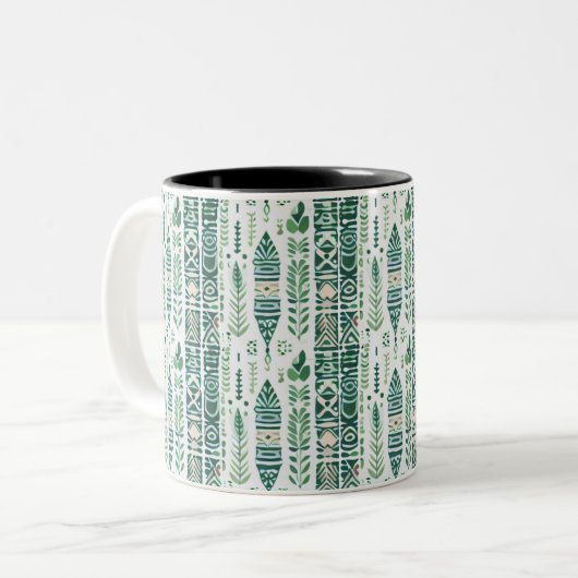 Green boho gemustert zweifarbige tasse (Vorderseite Links)