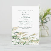 Green Boho Grass Brautparty Einladung (Stehend Vorderseite)