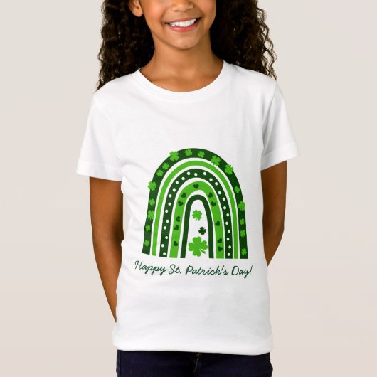 Green Boho Kleeblatt Rainbow St. Patrick's Day T-Shirt (Vorderseite)