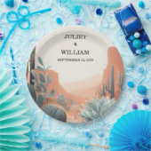 Green Boho Leaf Wüste Cacti Sukkulente Hochzeit Pappteller (Party)