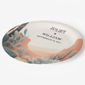 Green Boho Leaf Wüste Cacti Sukkulente Hochzeit Pappteller (Schrägansicht)