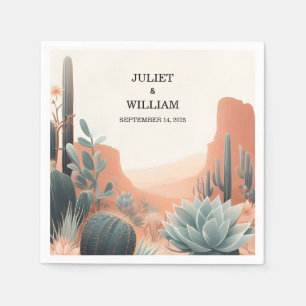 Green Boho Leaf Wüste Cacti Sukkulente Hochzeit Serviette