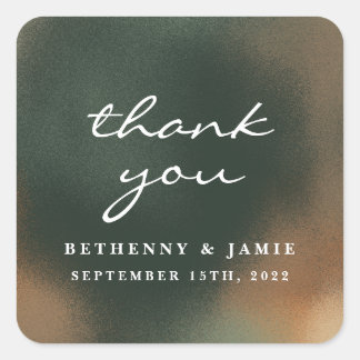 Green Boho Minimalistisch Wedding Square Sticker