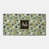 Green Boho Pattern Monogram Name  Schreibtischunterlage (Vorderseite)