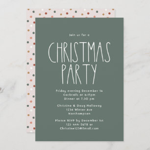 Green Boho Polka Dot Christmas Party Einladung
