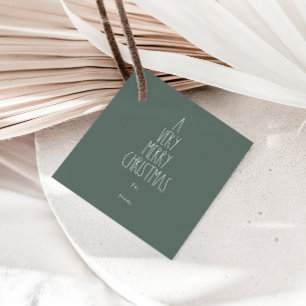 Green Boho Polka Dot Christmas Square bis Geschenkanhänger