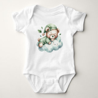 Green Boho Schlafen Teddy Bär Niedlich Elegant Baby Strampler