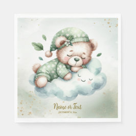 Green Boho Schlafteddy Bear Niedlich Babydusche Serviette