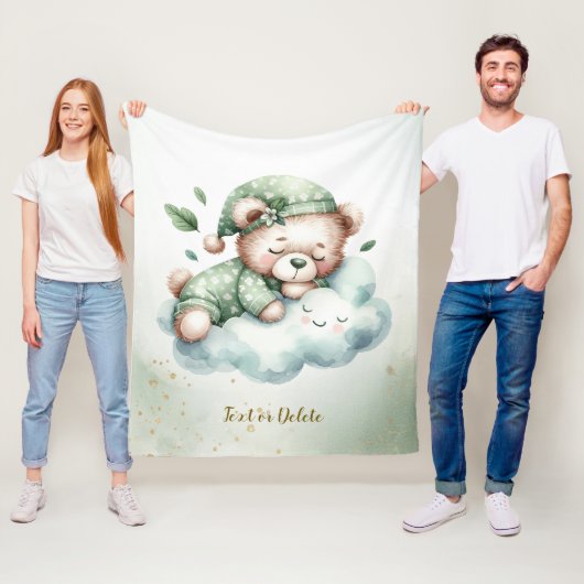 Green Boho Sleeping Teddy Bär Niedlich Fleecedecke (Beispiel)